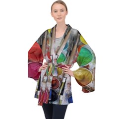 Paint Box Velvet Kimono Robe