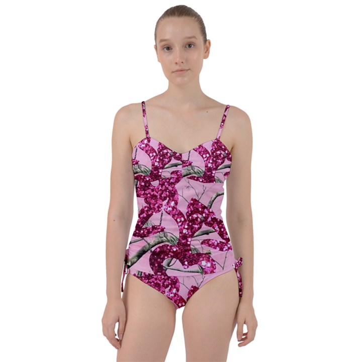 Love Browning Deer Glitter Sweetheart Tankini Set