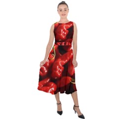 Red Chili Midi Tie-back Chiffon Dress by Sudhe