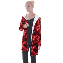 Red Chili Longline Hooded Cardigan by Sudhe