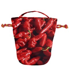 Red Chili Drawstring Bucket Bag by Sudhe