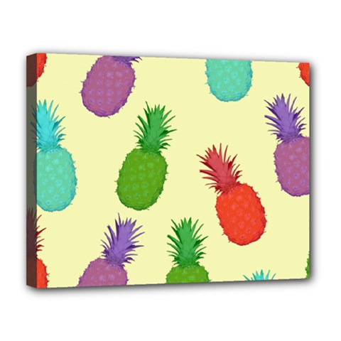 Colorful Pineapples Wallpaper Background Canvas 14  X 11  (stretched) by Sudhe