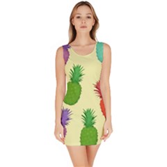 Colorful Pineapples Wallpaper Background Bodycon Dress by Sudhe