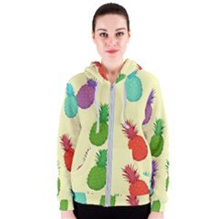 Colorful Pineapples Wallpaper Background Women s Zipper Hoodie by Sudhe