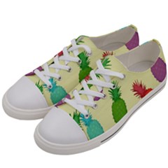 Colorful Pineapples Wallpaper Background Women s Low Top Canvas Sneakers by Sudhe