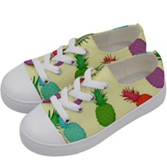 Colorful Pineapples Wallpaper Background Kids  Low Top Canvas Sneakers by Sudhe