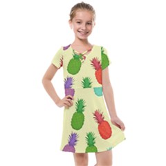 Colorful Pineapples Wallpaper Background Kids  Cross Web Dress by Sudhe