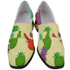 Colorful Pineapples Wallpaper Background Women s Chunky Heel Loafers by Sudhe