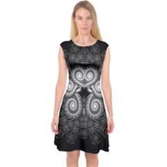 Fractal Filigree Lace Vintage Capsleeve Midi Dress by Sudhe