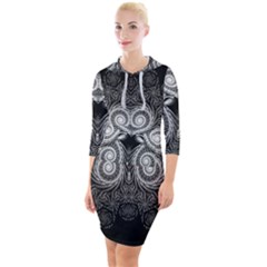 Fractal Filigree Lace Vintage Quarter Sleeve Hood Bodycon Dress