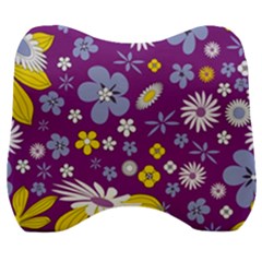 Floral Flowers Velour Head Support Cushion by Sudhe