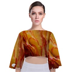 Flowers Leaves Leaf Floral Summer Tie Back Butterfly Sleeve Chiffon Top by Sudhe