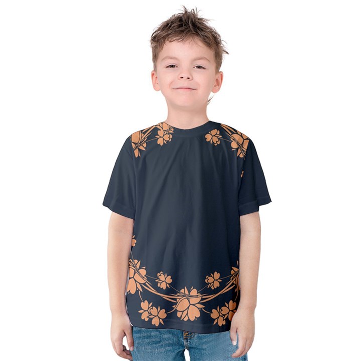 Floral Vintage Royal Frame Pattern Kids  Cotton Tee