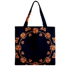 Floral Vintage Royal Frame Pattern Zipper Grocery Tote Bag by Sudhe