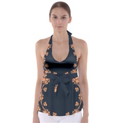 Floral Vintage Royal Frame Pattern Babydoll Tankini Top by Sudhe