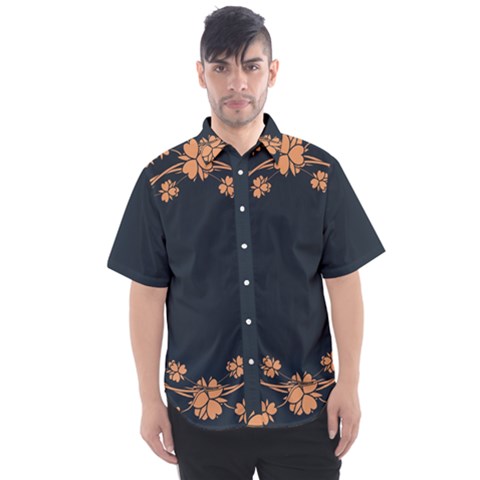 Floral Vintage Royal Frame Pattern Men s Short Sleeve Shirt by Sudhe