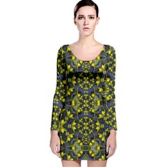 Fresh Clean Spring Flowers In Floral Wreaths Long Sleeve Velvet Bodycon Dress by pepitasart