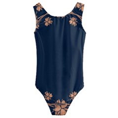 Floral Vintage Royal Frame Pattern Kids  Cut-out Back One Piece Swimsuit by Sudhe