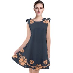 Floral Vintage Royal Frame Pattern Tie Up Tunic Dress