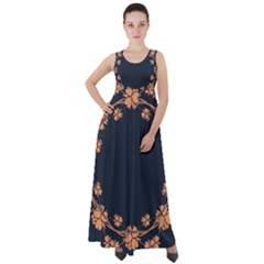 Floral Vintage Royal Frame Pattern Empire Waist Velour Maxi Dress