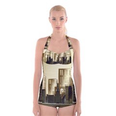 Architecture City House Boyleg Halter Swimsuit  by Sudhe