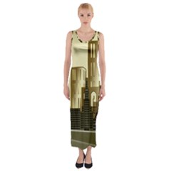 Architecture City House Fitted Maxi Dress by Sudhe