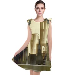 Architecture City House Tie Up Tunic Dress by Sudhe