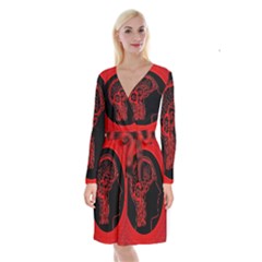 Artificial Intelligence Brain Think Long Sleeve Velvet Front Wrap Dress by Sudhe