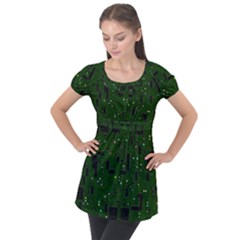 Board Conductors Circuits Puff Sleeve Tunic Top