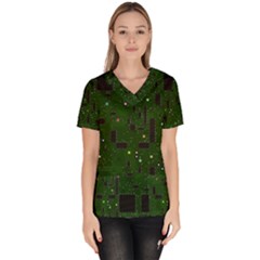 Board Conductors Circuits Women s V-neck Scrub Top by Sudhe