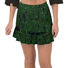 Board Conductors Circuits Fishtail Mini Chiffon Skirt by Sudhe