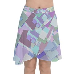 Colorful Background Multicolored Chiffon Wrap Front Skirt by Sudhe