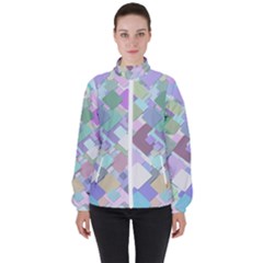 Colorful Background Multicolored High Neck Windbreaker (women)