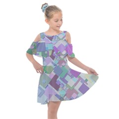 Colorful Background Multicolored Kids  Shoulder Cutout Chiffon Dress by Sudhe