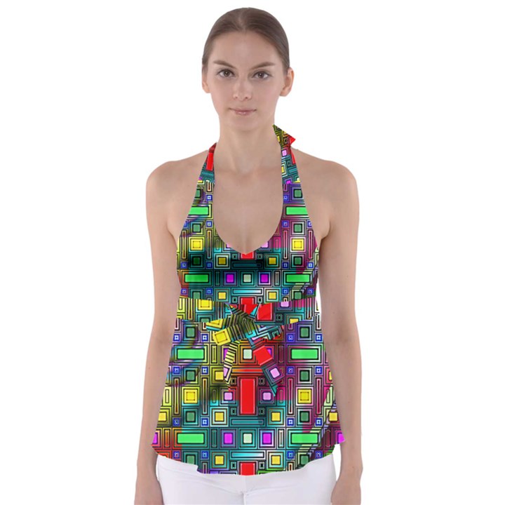 Art Rectangles Abstract Modern Art Babydoll Tankini Top