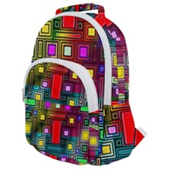 Art Rectangles Abstract Modern Art Rounded Multi Pocket Backpack