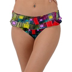 Art Rectangles Abstract Modern Art Frill Bikini Bottom