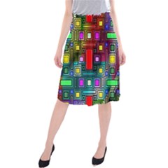 Art Rectangles Abstract Modern Art Midi Beach Skirt by Sudhe