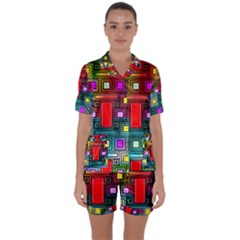 Art Rectangles Abstract Modern Art Satin Short Sleeve Pyjamas Set by Sudhe