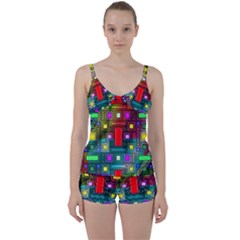 Art Rectangles Abstract Modern Art Tie Front Two Piece Tankini by Sudhe