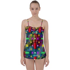 Art Rectangles Abstract Modern Art Babydoll Tankini Set by Sudhe