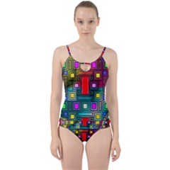 Art Rectangles Abstract Modern Art Cut Out Top Tankini Set by Sudhe