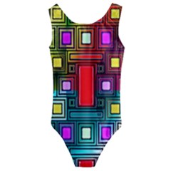 Art Rectangles Abstract Modern Art Kids  Cut-out Back One Piece Swimsuit by Sudhe