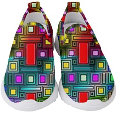 Art Rectangles Abstract Modern Art Kids  Slip On Sneakers