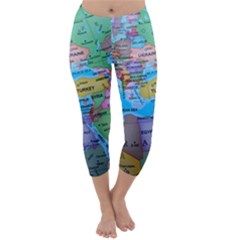 Globe World Map Maps Europe Capri Winter Leggings  by Sudhe