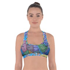 Globe World Map Maps Europe Cross Back Sports Bra by Sudhe