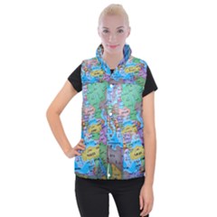 Globe World Map Maps Europe Women s Button Up Vest by Sudhe