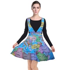 Globe World Map Maps Europe Plunge Pinafore Dress by Sudhe