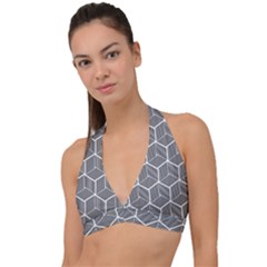 Cube Pattern Cube Seamless Repeat Halter Plunge Bikini Top by Sudhe