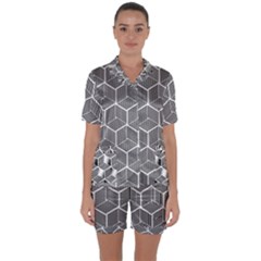 Cube Pattern Cube Seamless Repeat Satin Short Sleeve Pyjamas Set by Sudhe